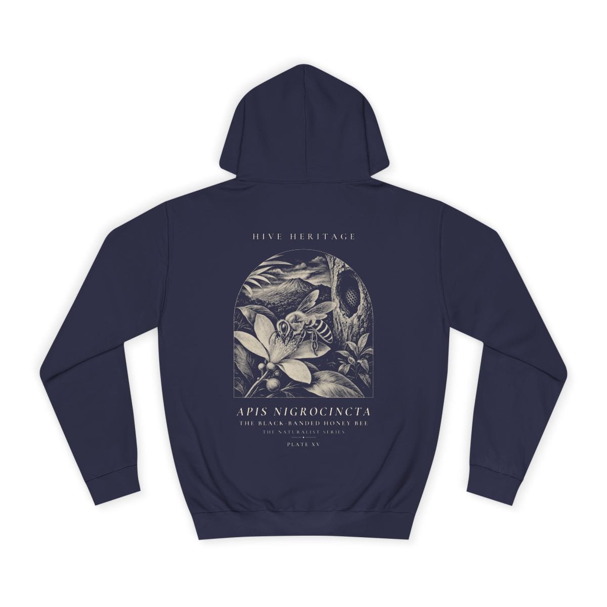The Black-Banded Honey Bee - Naturalist Heavyweight Hoodie in Oxford Navy