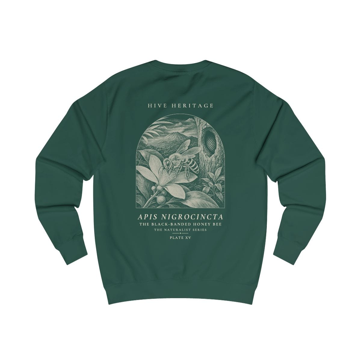 The Black-Banded Honey Bee - Naturalist Crew Sweatshirt in Bottle Green