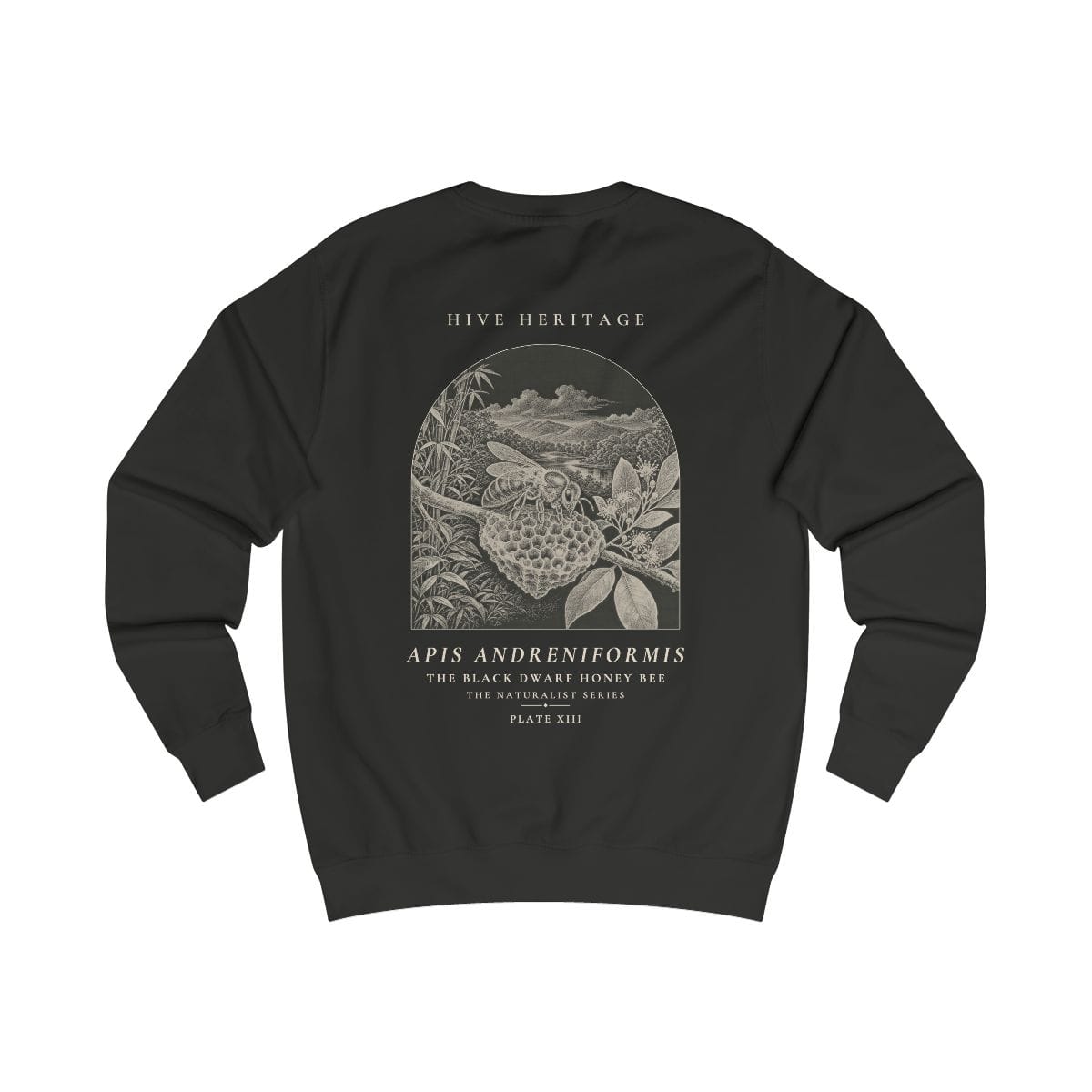 The Black Dwarf Honey Bee - Naturalist Crew Sweatshirt in Jet Black