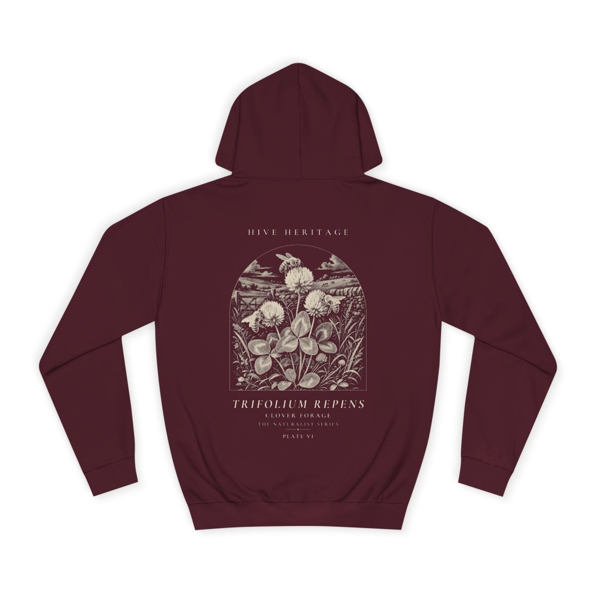Clover Forage - Naturalist Heavyweight Hoodie in Burgundy