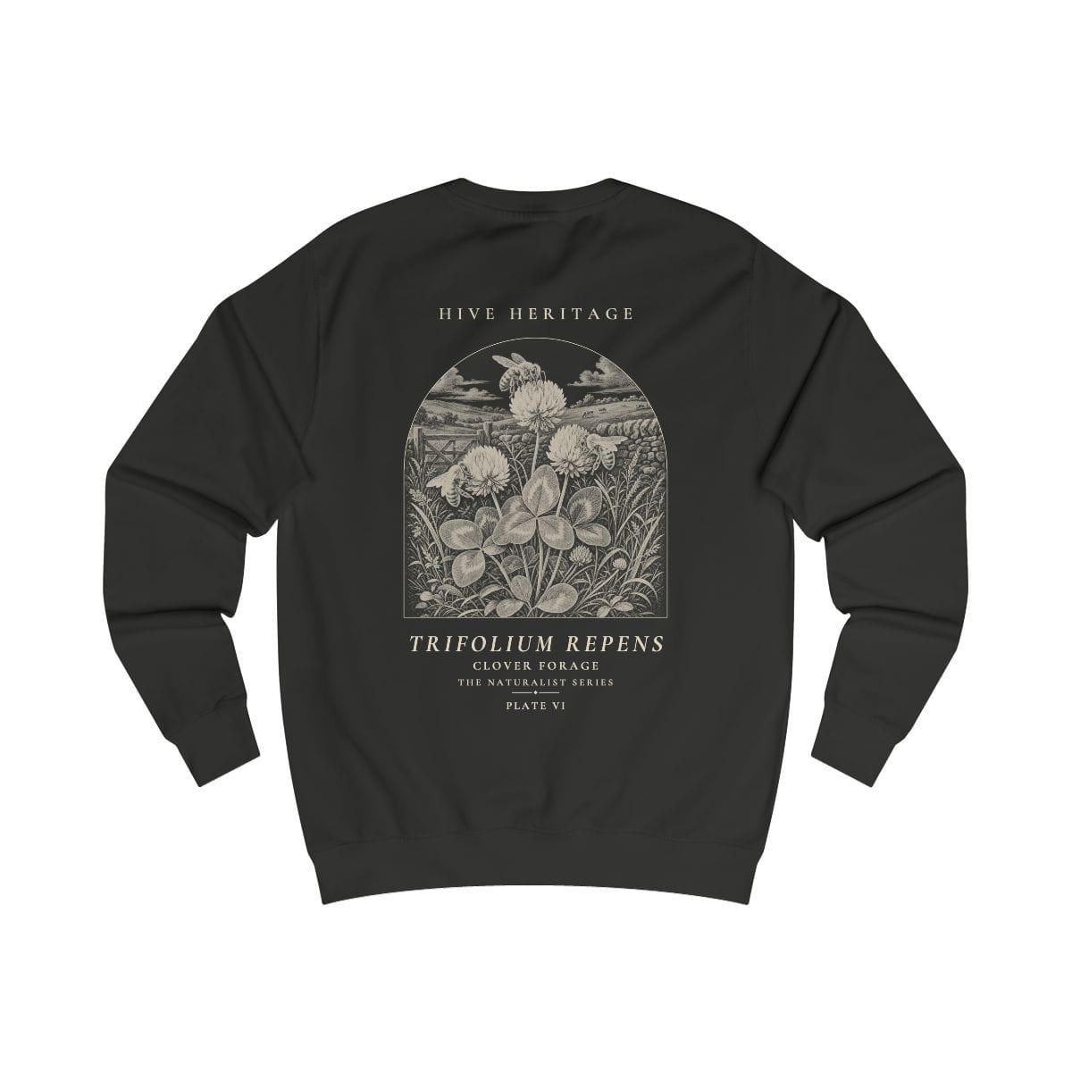 Clover Forage - Naturalist Crew Sweatshirt in Jet Black