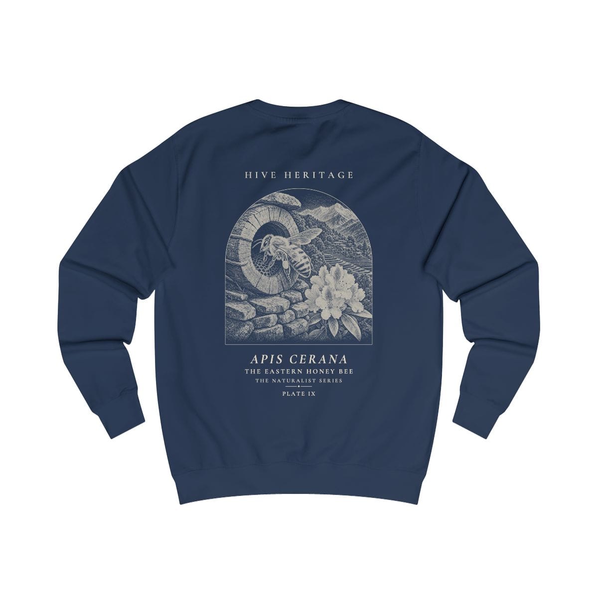 The Eastern Honey Bee - Naturalist Crew Sweatshirt in Oxford Navy