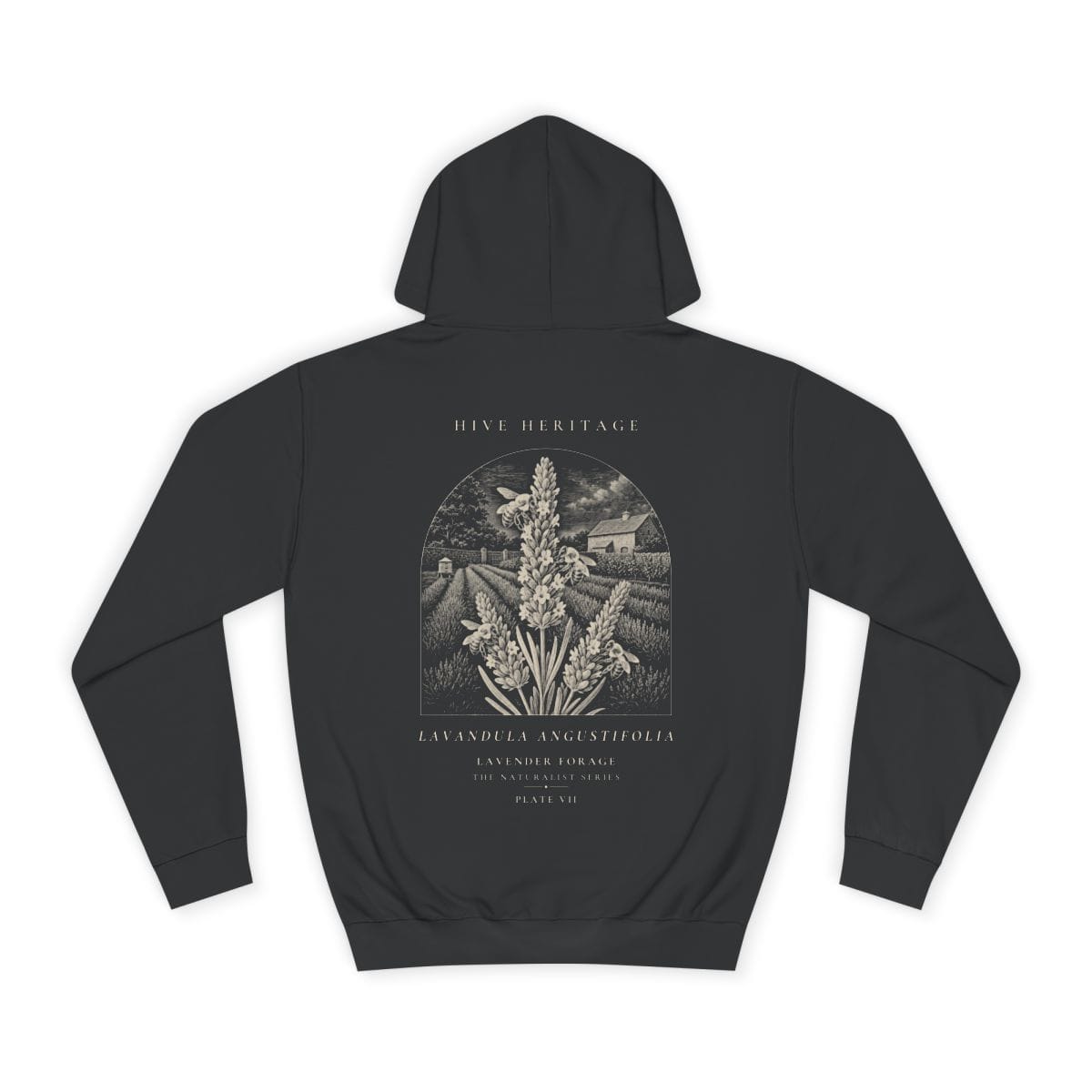 Lavender Forage - Naturalist Heavyweight Hoodie in Jet Black