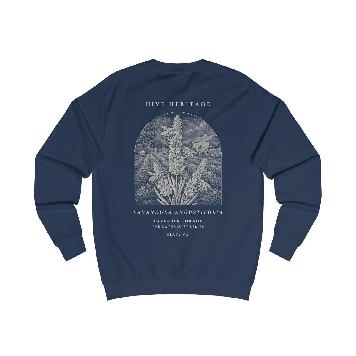Lavender Forage - Naturalist Crew Sweatshirt in Oxford Navy