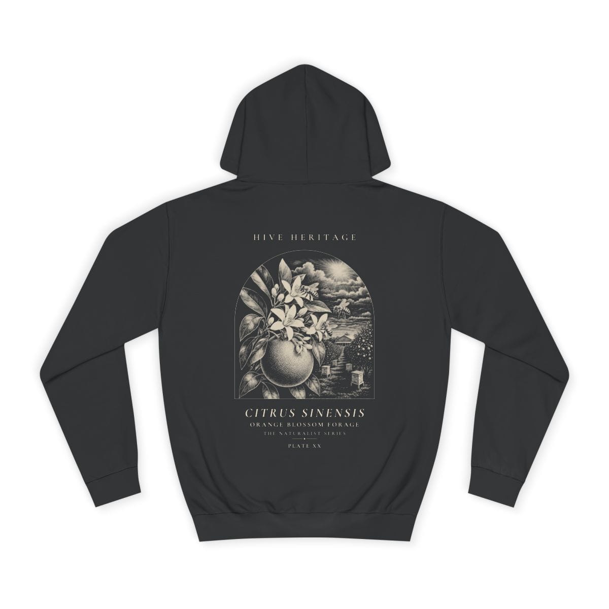 Orange Blossom Forage - Naturalist Heavyweight Hoodie in Jet Black