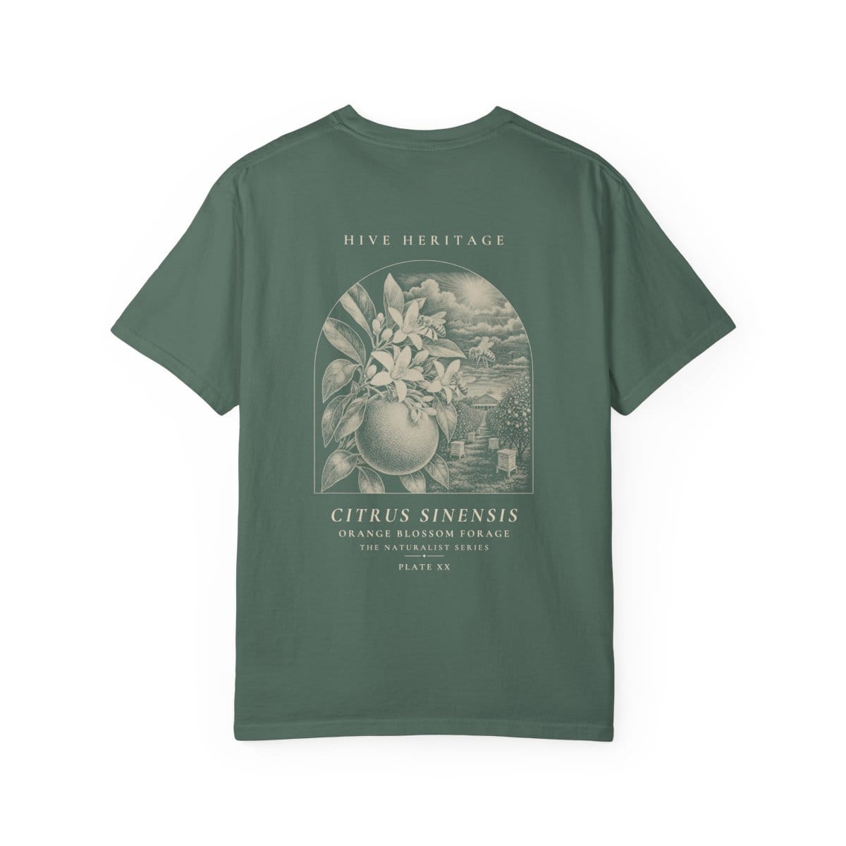 Orange Blossom Forage - Naturalist Heavyweight T-Shirt in Blue Spruce