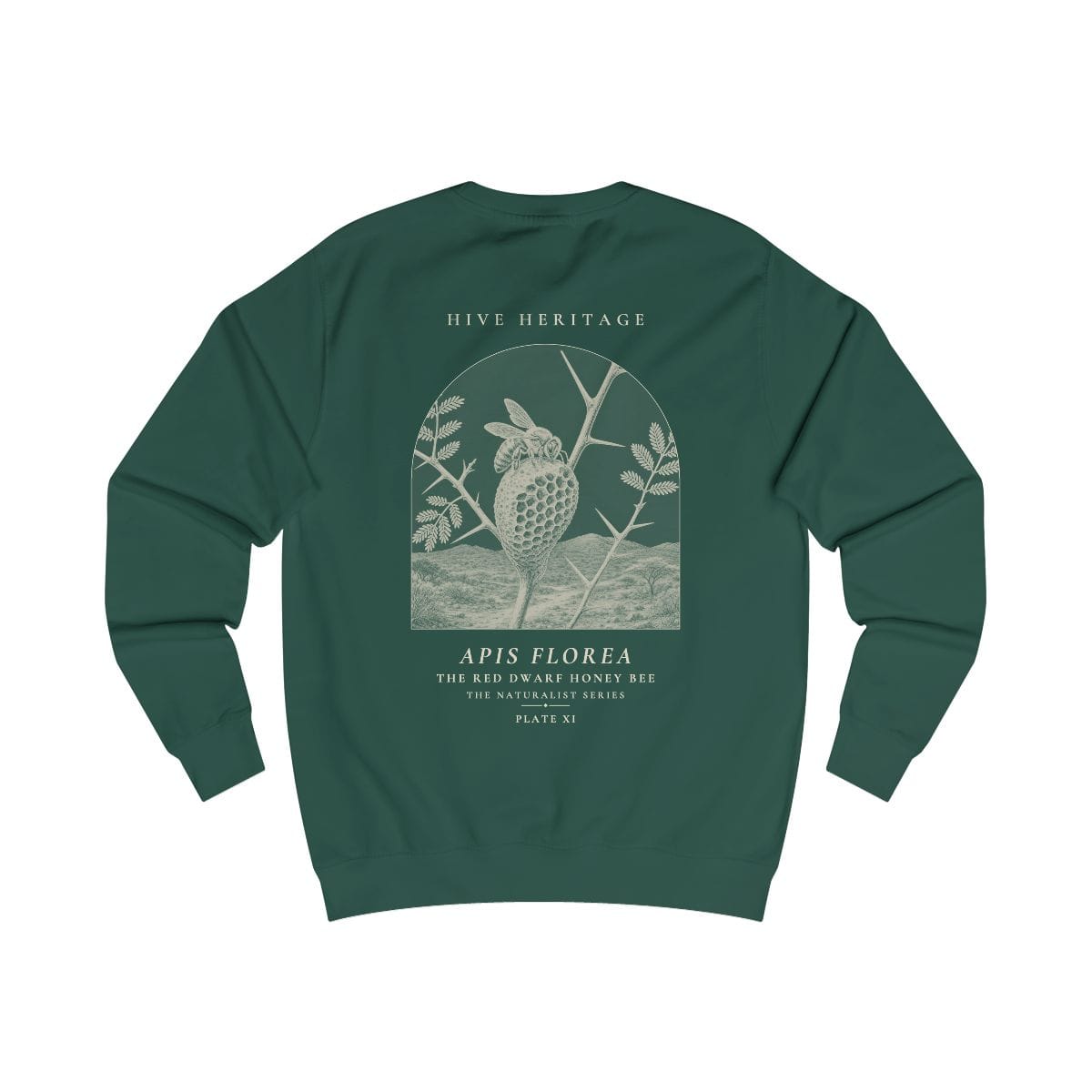 The Red Dwarf Honey Bee - Naturalist Crew Sweatshirt in Bottle Green