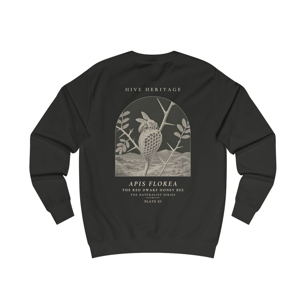 The Red Dwarf Honey Bee - Naturalist Crew Sweatshirt in Jet Black