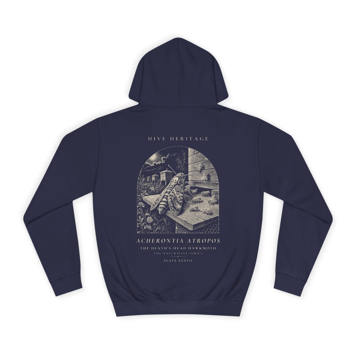 The Death's-Head Hawkmoth - Naturalist Heavyweight Hoodie in Oxford Navy