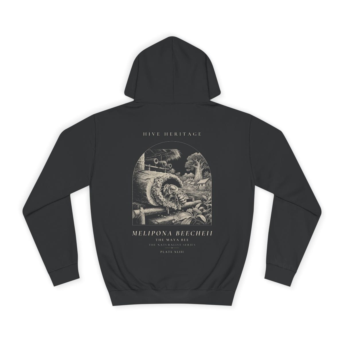 The Maya Bee - Naturalist Heavyweight Hoodie in Jet Black