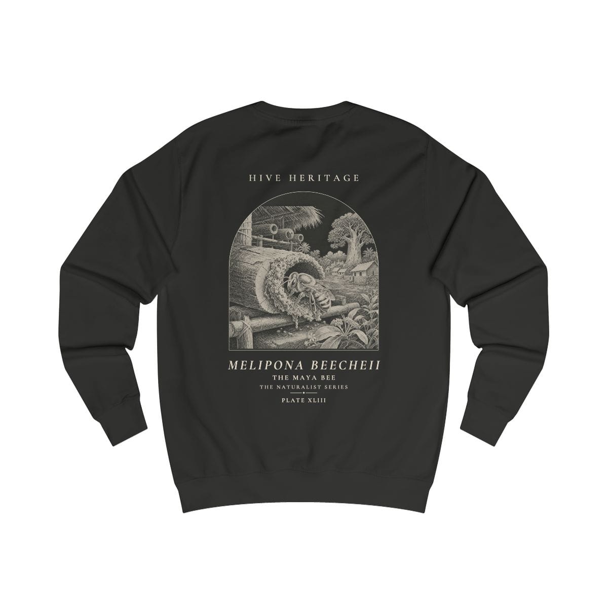 The Maya Bee - Naturalist Crew Sweatshirt in Jet Black