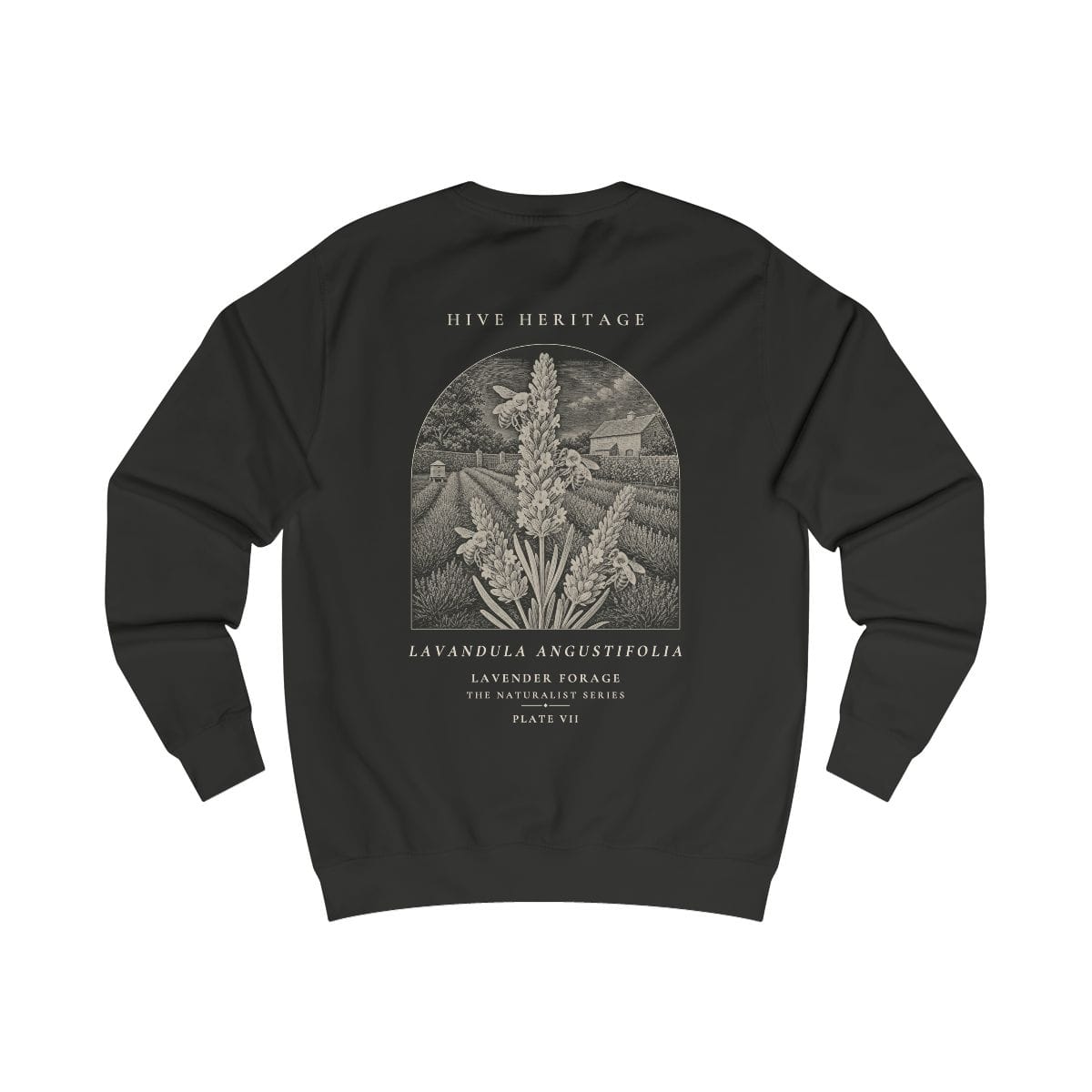 Lavender Forage - Naturalist Crew Sweatshirt in Jet Black