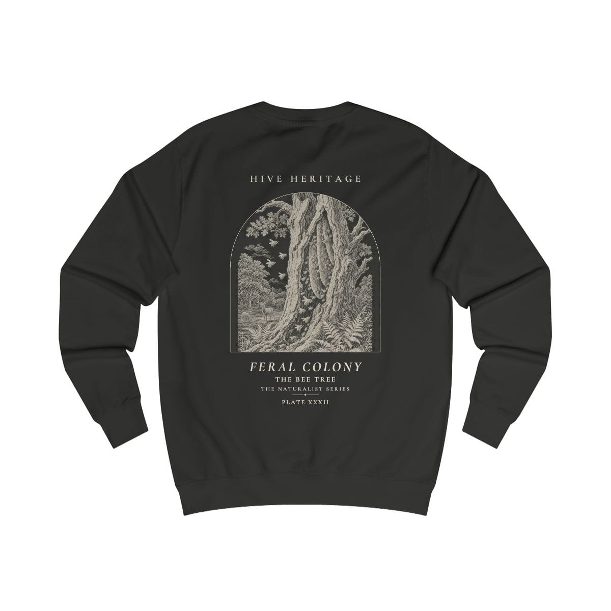 The Bee Tree - Naturalist Crew Sweatshirt in Jet Black