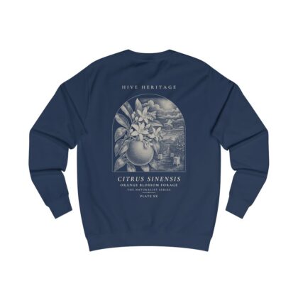 Orange Blossom Forage - Naturalist Crew Sweatshirt in Oxford Navy