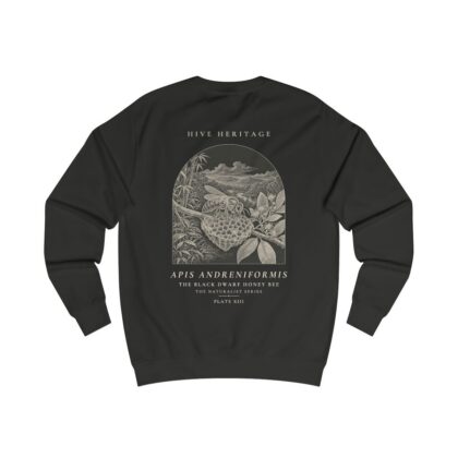 The Black Dwarf Honey Bee - Naturalist Crew Sweatshirt in Jet Black