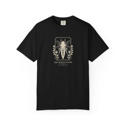 The Queen Study — Front Print Tee in Black